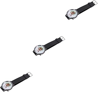 3Pcs Relógio De Pulso Masculino Relógio De Quartzo Menino Relógio De Quartzo Para Menino Relógios De Quartzo Estudante Casual Preto Feliz Natal Relógio De Quartzo Relógio De