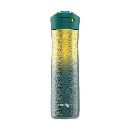 Image of Contigo Ashland Chill Stainless Steel Water Bottle with Leakproof Lid & Straw, Water Bottle with Handle Keeps Drinks Cold for 24hrs & Hot for 6hrs, Great for Travel, School, Work, & More, 24oz