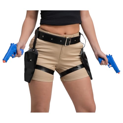 Wicked Costumes Double Thigh Holsters with Guns Fancy Dress Accessory
