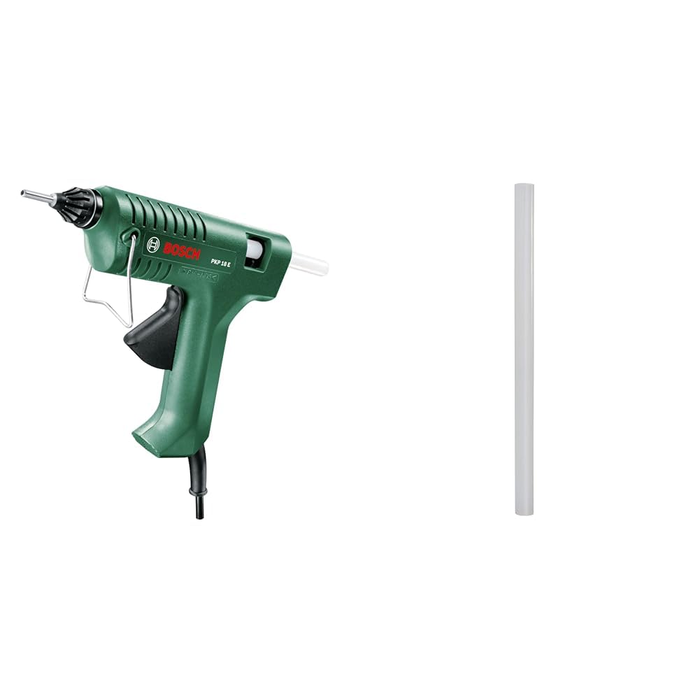 Bosch 603264503 Pistolet do Klejenia, 240 V, Zielony & Bosch 26x Wkład Kleju Topliwego Przezroczysty (Ø 11 x 200 mm, 500g, Osprzęt do Pistolet do Klejenia)
