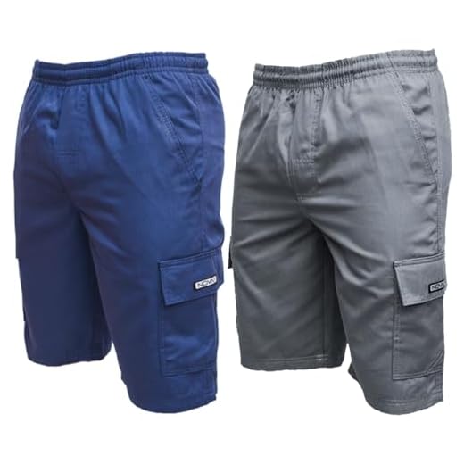 Kit 2 Bermudas Short Brim Cargo Sarja Reforçada Elástico Cordão 5 Bolsos Masculino Adulto Uniforme Tamanho:M;Cor:1 Azul