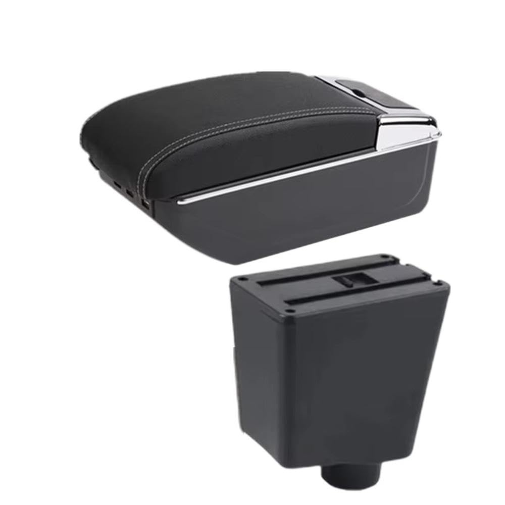 SXQPOCAR For Seat Ibiza III 2001-2008 For Ibiza 6j For Ibiza 6L Car Armrest Box Storage Box Replacement Parts(D white line 7USB)