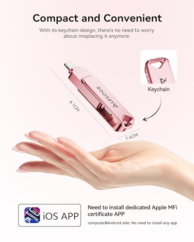 MFi Certified Flash Drive 256GB for iPhone Photo Stick Thumb Drive, High Speed USB Memory Stick iPhone Flash Drive for Photos Videos, External Storage Jump Drive for iPhone/iPad/Android/PC (Pink) - Thumbnail 7
