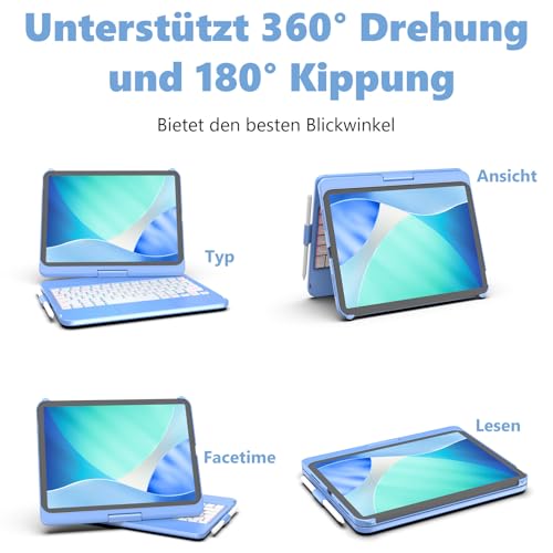 FUWANG Für iPad A16 11 (A16)/10 Gen Hülle mit Tastatur, Trackpad 360° – Ansicht 5