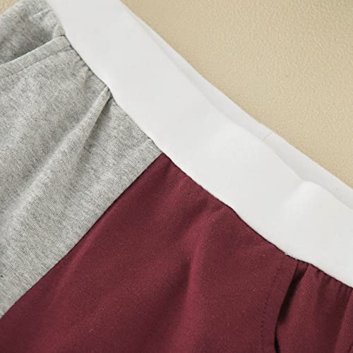 Girls Boys Cotton 𝐏a𝐣ama Set Color Block Sl𝐞epwear 𝗦nug Fit 𝐏ajamas Kids Crewneck Tops and Pants Soft Loung𝐞wear3