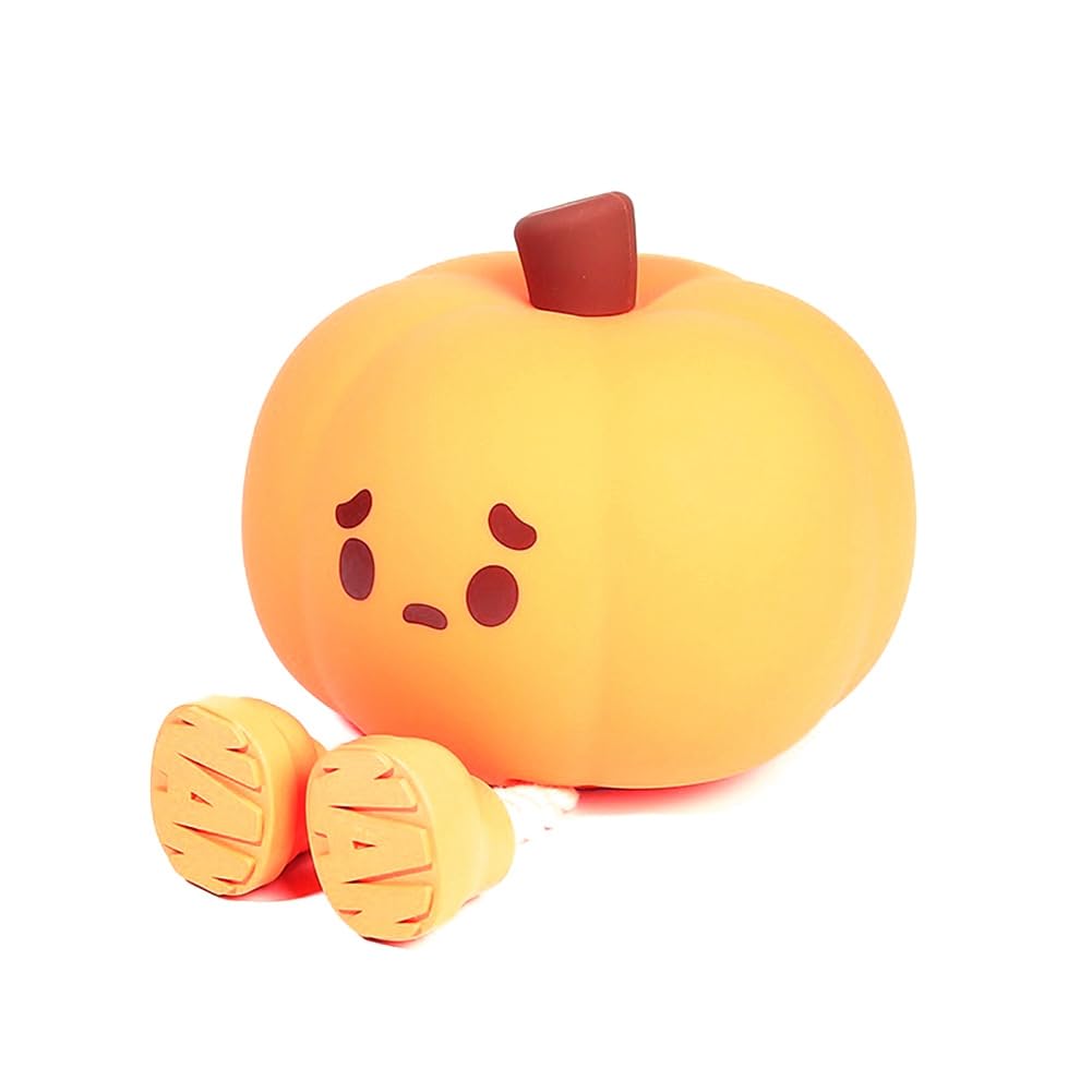 Tebbomp Night Light, Cute Pumpkin Touch Sensor Lamp, LED Rechargeable, Orange, Silicone, Plastic, Easy Install, Auto Shut-off Timer