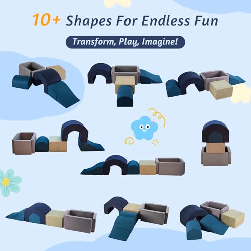 Image of Climbing Toys and Blocks - Indoor Soft Foam Climber PlaySet for Toddlers, Kids, and Babies Ages 1-3 - Perfect for Crawling and Ball Pit Play