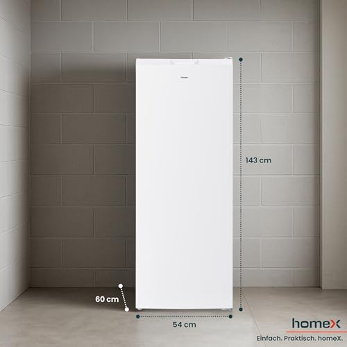 homeX Gefrierschrank NoFrost, Tiefkühlschrank groß - 161L Nutzinhalt, 4-Sterne Gefrieren, Freezer No Frost, Gefrierschränke freistehend, Super-Frost-Funktion, leise 39 dB, weiß, FSN1611E-W