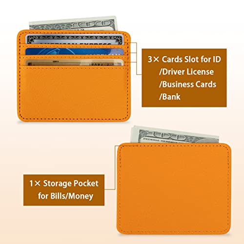2 Pack Slim Minimalist Wallet, Business Card Case Professional PU Leather, Front or Back Pocket Card Holder Wallet Credit Card ID Case/Holder for Men & Women.Yellow+Peacock Blue3