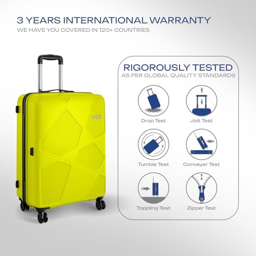 Image of Safari Medium Pentagon Pro 8 Wheels 66Cm Size Checkin Trolley Bag, Hard Case Polypropylene 360º Wheeling Luggage for Men & Women, Travel Bag, Suitcase for Travel, Trolley Bags for Travel, Green Lime