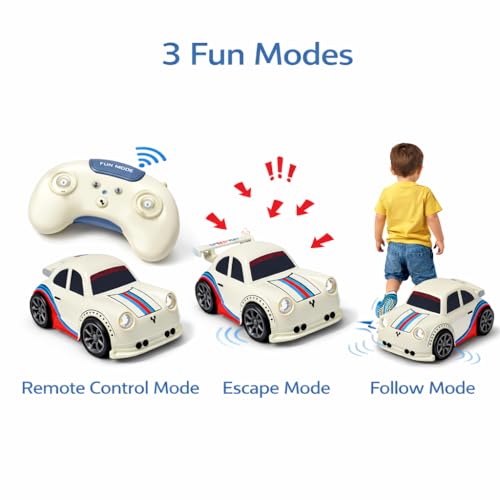 Image of Remote Control Racing Car for Kids | Mini RC Drift with LED Lights | 3 Mode Smart RC - Remote Control, Follow & Escape Mode (3+ Years) (Black Escape Car)