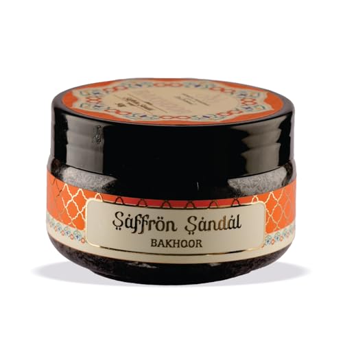 Image of Devdarshan Saffron Sandal Bakhoor (50g) Pack of 1| Premium Long-Lasting Oriental Aroma | Natural Resin for Home Fragrance, Meditation & Relaxation | Luxurious Scented Bakhoor