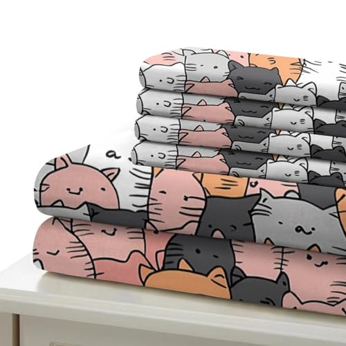 Housse de couette chat 3D microfibre anti-plis avec fermeture éclair cachée