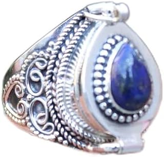 Lapis Lazuli Box Ring, Poison box Ring, Designer Box Ring, Trending Ring, Handmade Poison Ring, Openable Poison Ring, Poison ring, Silver box ring, Boho Style, Statement Rings, Gift For HerHim