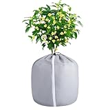 植物カバー、調節可能なストラップ付き植物凍結保護カバー| 通気性のある布防水断熱ラップ屋外鉢植えプランターフラワーツリーローズポットに再利用可能