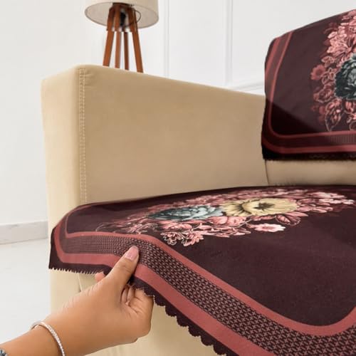 Image of Homerz Premium 'Luxe Series' Sofa Cover | Holland Velvet Fabric | Smooth Finish | Anti-Slip Fleece Backing Couch Protector (Maroon, 1 Seater, Seat Cover with Backrest)
