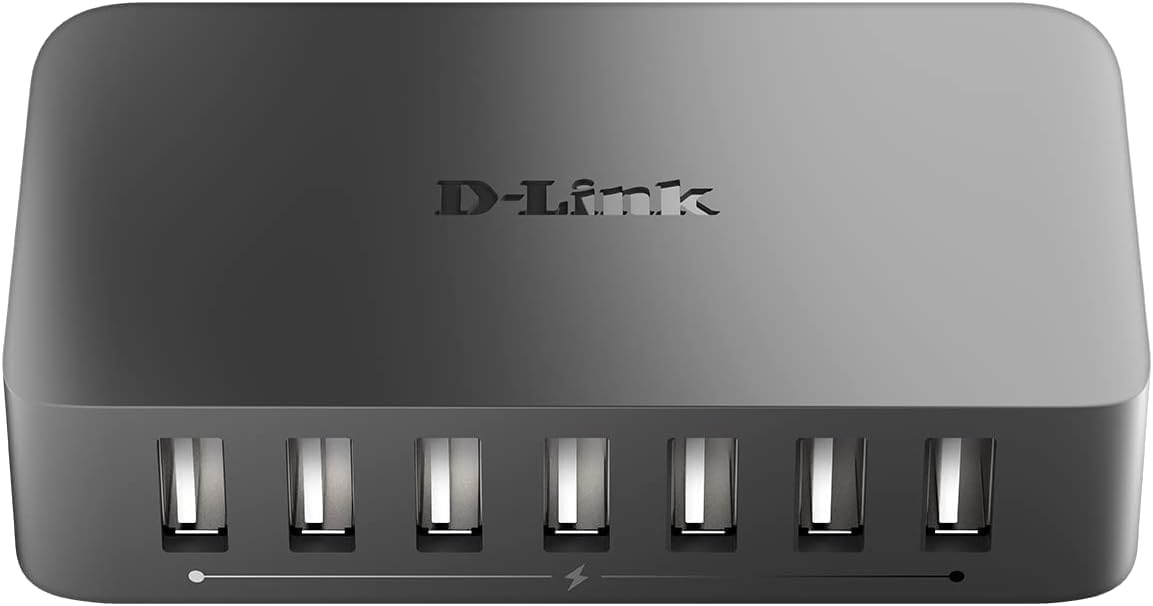 D-Link USB Hub 7 Multi Port USB 2.0 Fast Charge 2.4A Compact Design 5V/3A Power Adapter Portable (DUB-H7)