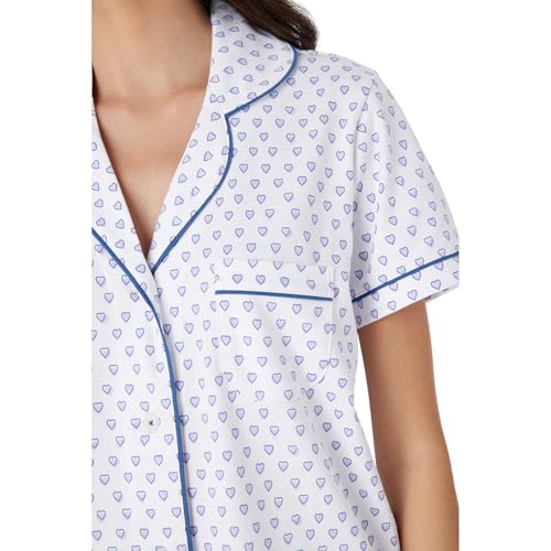 Image of Womens Pajamas Set Trendy 2 Piece Button Down Monkey Shorts Set Y2k Roller Dupes Rabbit Long Sleeve Preppy Loungewear Pjs, X-Small, Sweet Heart