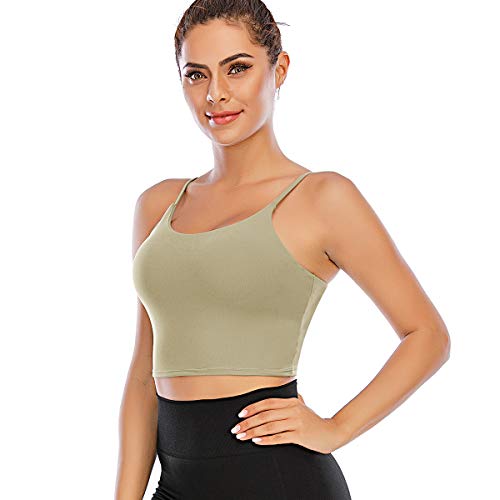 Yasco Sutiã esportivo Longline Yoga Top Crop Top com sutiã embutido para treino Top acolchoado com s
