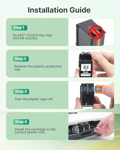 Image of 63XL Black Ink Cartridge for HP Ink 63 Black for HP Officejet 3830 2-Black