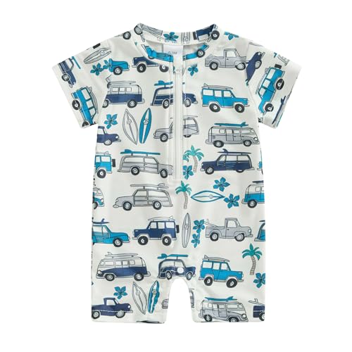 Image of Cevoerf Infant Baby Boy Girl One Piece Swimsuit Rash Guard Shirt Bathing Suit Zip Up Swimwear