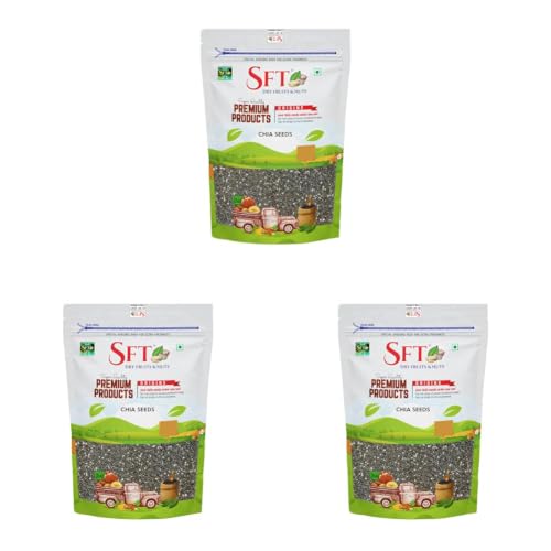Image of SFT Premium Chia Seeds 1 Kg, I Seeds for Eating | Seeds for Weight Management | Rich in Calcium, Omega-3, Protein, Fibre, & Non GMO (Pack of 3)