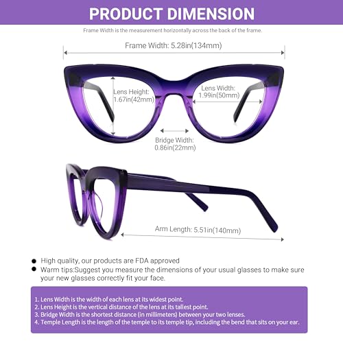 Image of VOOGLAM Stylish Cateye Blue Light Blocking Glasses for Women Anti Eyestrain Dry Eyes Eyewear Pastora