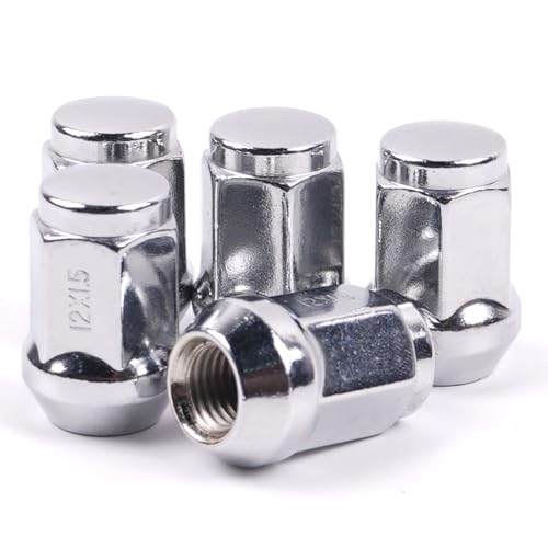 Image of MIKKUPPA M12x1.5 Wheel Lug Nuts - Replacement for Ford Fusion Focus Escape, Chevy Cruze Equinox Malibu, Dodge Journey Grand Caravan, Honda Civic Accord CRV HRV - 5pcs Chrome Closed End Lug Nuts