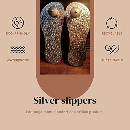 Image of Silver Chappal for Men Women | Khadau Slippers with Silver Layering for holy Purpose