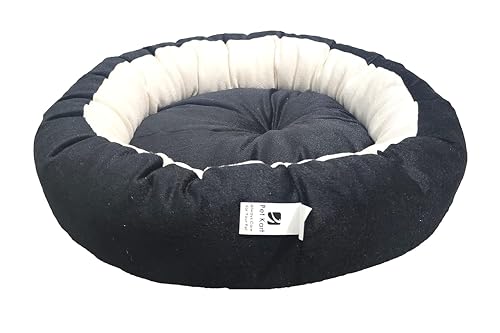 Image of Small Size Dog Bed for Small Size Dogs, Puppies, Kitten and cat Bed Velvet Fabric Dual Color Black-Cream Anti Skid Bottom Washable Export Quality Pet Bed