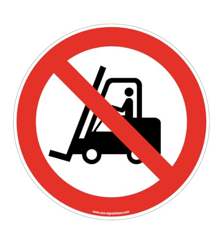 AUA SIGNALETIQUE - Panneau Interdit aux chariots élévateurs à fourche - Ø 330 mm, PVC 1.5mm