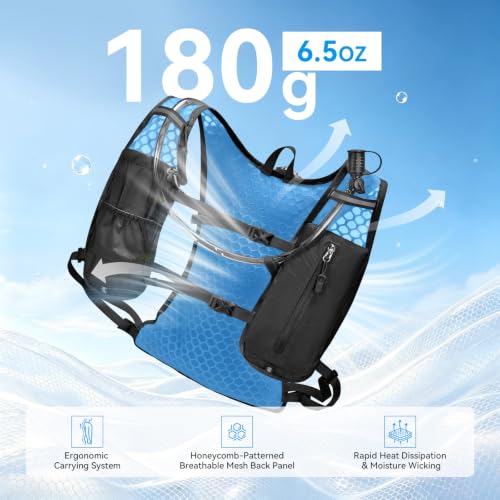CROSSGEAR Hydration Running Vest with 1.5L Water Bladder-BPA Free, Black - image 3