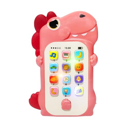 Image of FunBlast Cartoon Musical Mobile Phone for Kids, Mobile with Light & Sound Toys for Babies | Educational Toys for Kids 3+ Years /Boys /Girls-1 Unit (Dino-Peach)