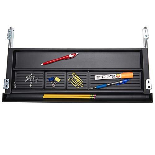 Mind Reader KEYBCON-BLK Desk Supplies, Ergonomic Computer Platform, Adjustable Drawer Organizer, Black