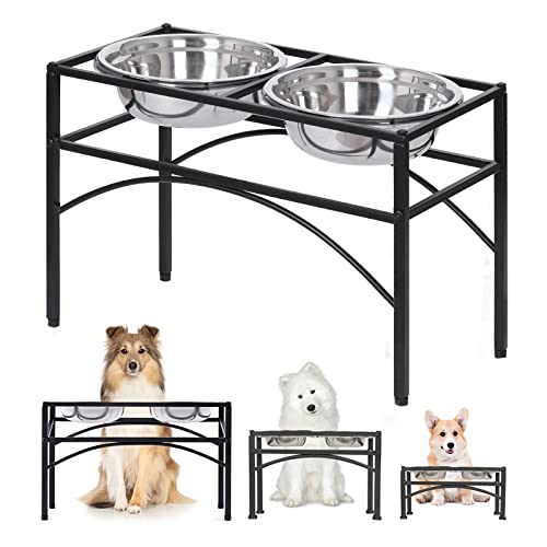 Dazone Elevated Dog Bowls for Large Dogs, Medium and Small, Raised Dog Bowls Stand with 2 Stainless Steel Bowls, Pet Feeder Station Cat Washable - Perfect for Water, Food...