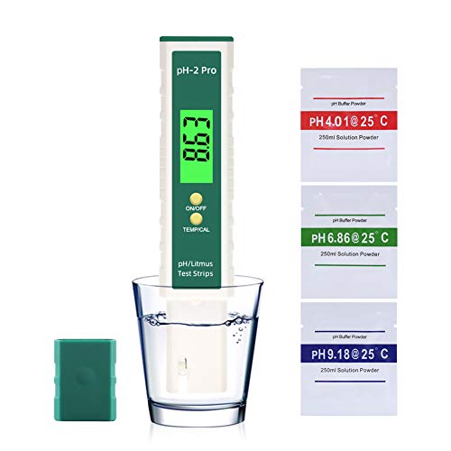 Digital PH Meter PH Tester Pen Litmus Tester 0.01 PH High Accuracy Water Quality Tester with ATC PH Test Strips Function for Household Drinking, Pool, Hydroponics, and Aquarium