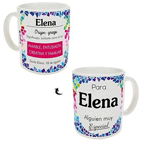 TAZA CON NOMBRE INCIAL D-E, PARA REGALAR, RECUERDOS (ELENA) Cover