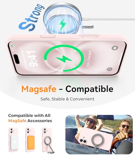 AOTESIER Magnetic for iPhone 16 Plus Case, Silicone | Full Camera Protection | Integrated Camera Control Button | MagSafe Compatible | Anti-Scratch Microfiber Lining Phone Case, Chalk Pink - image 3