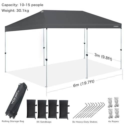 Origem Pop Up Gazebo with Sides 3m x 3m & 2.5m x 2.5m & 3m x 6m, One-Touch Assembly & Wheeled Storage Bag, 210D Oxford Fabric Heavy Duty Gazebo for Camping, BBQ, Outdoor Events, School, Family - Image 5