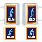 Hairyworm Aldi Inspired Funny Oldi Mug and Belgian Milk Chocolate/Hot Chocolate Stirrer Marshmallow Gift Set, (11oz) White, Yellow, Blue, Black, Pink Mug Dad Mug, Father's Day Mug - Image 3
