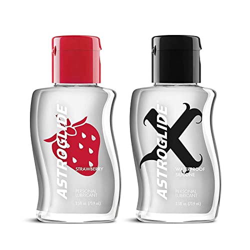 Astroglide Personal Lubricant Combo Pack | Strawberry 2.5 oz. & X Silicone 2.5 oz. | Water Based and Silicone Based Personal Lube | Personal Lubricant for Men, Women and Couples Astroglide Personal Lubricant Combo Pack | Strawberry 2.5 oz. & X Silicone 2.5 oz. | Water Based and Silicone Based Personal Lube | Personal Lubricant for Men, Women and Couples