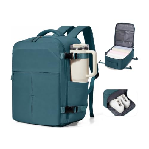 Image of Travel Backpack for Women & Men,Airline Approved Carry On Backpack for Traveling Personal Item Bag Laptop Backpack with Shoe Compartment, Business Causal Weekender College Gym Backpack,Peacock Blue