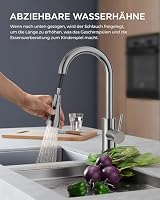 FORIOUS Küchenarmatur, Mischbatterie für Küche, 360 ° drehbar, für Spüle mit hohem Lichtbogen, versenkbar, 2 Modi, poliertes Chrom – Ansicht 2