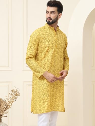 Image of SOJANYA (Since 1958 Men's Silk Blend Kurta with Multi Color Embroidery
