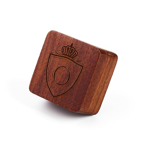 Image of Mens Initial Silver Cufflinks A-Z Alphabet Letter Steel Cuff Links with Engraved Walnut Wood Box Groom Groomsman Wedding Set