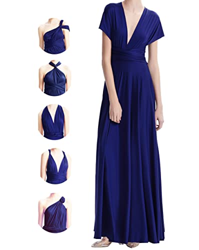 Image of Multi-Way Wrap Infinity Maxi Dress for Bridesmaids & Wedding Guest | 31 Colors for All Wedding Themes, One Size & Plus, 1 Dress for Any Events, Evening, Prom, Gala, Non-See-Through, Wrinkle-Free