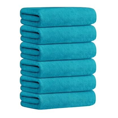 JML Mikrofaser-Badetücher, extra großes Badetuch, 6er-Pack, 76,2 x 152,4 cm, übergroß, weich, super absorbierend und schnell trocknend, Badezimmer-Handtuch-Set für Sport, Fitness, Yoga, Blaugrün