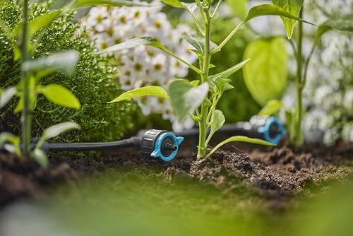 Gardena Micro-Drip-System regulierbarer Reihentropfer 1 bis 8 l/h, druckregulierend: Für Pflanzen mit unterschiedlichem Wasserbedarf, einfache Verbindungstechnik (13314-20)