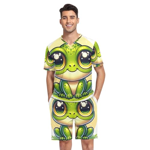 Pajamas Set for Men, Short Sleeve Pajama Sets Cozy Loungewear, S-XXL