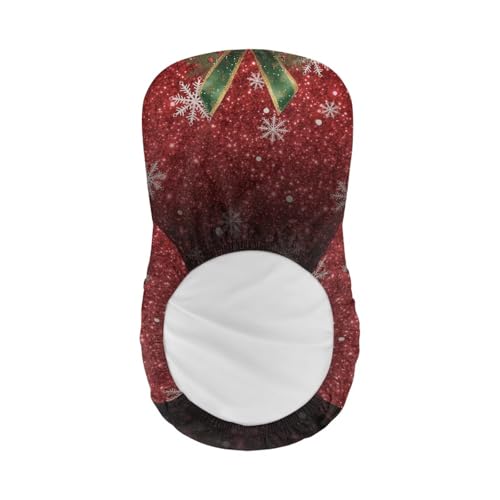 Image of Bar Stool Covers with Backs Christmas Bow Snowflakes Stretch Swivel Bar Stool Covers Slipcovers Set of 2 Xmas Height Mid Low Back Chair Protector